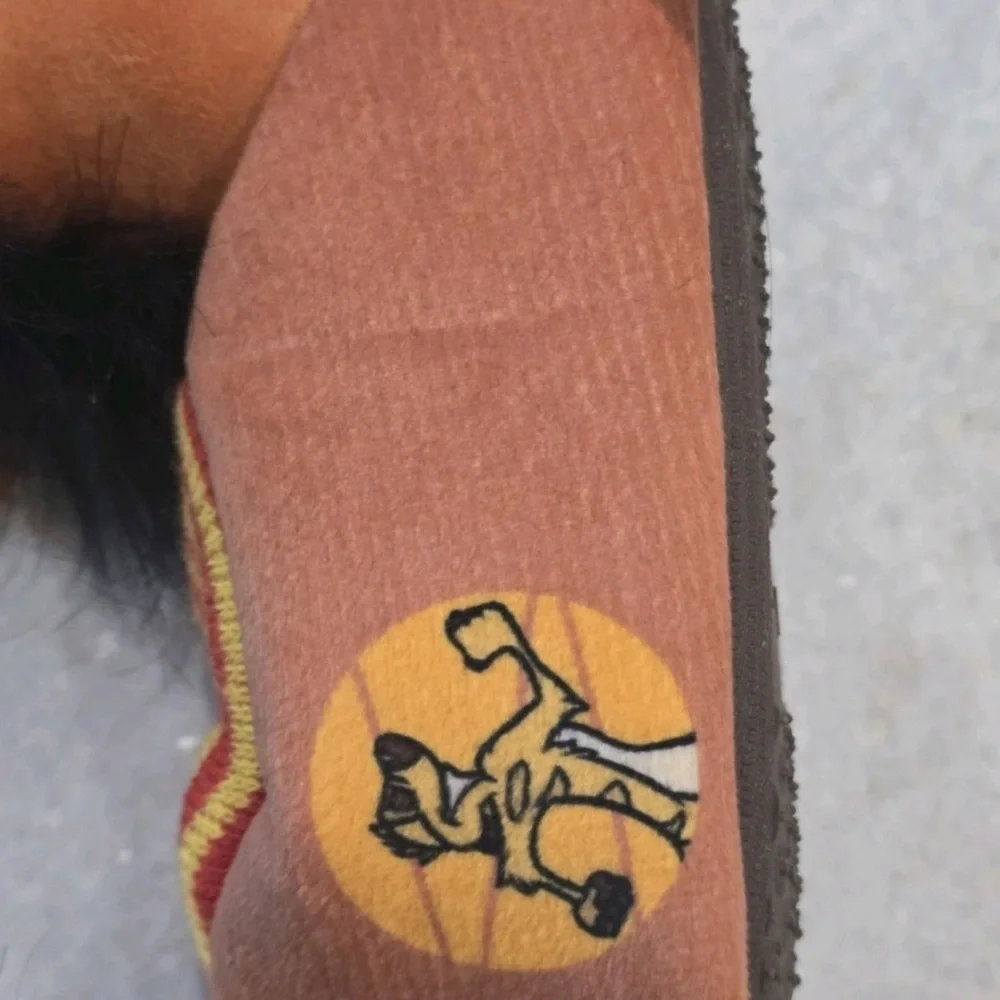 Disney Lion King Lion and Warthog Plush Boys Slippers Sz 5 Toddler Slip Ons NEW